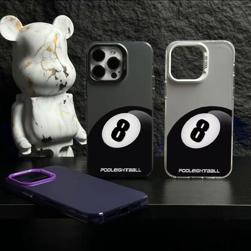 个性签名黑8适用苹果17promax手机壳iPhone16冰晶方块15跨境13/14