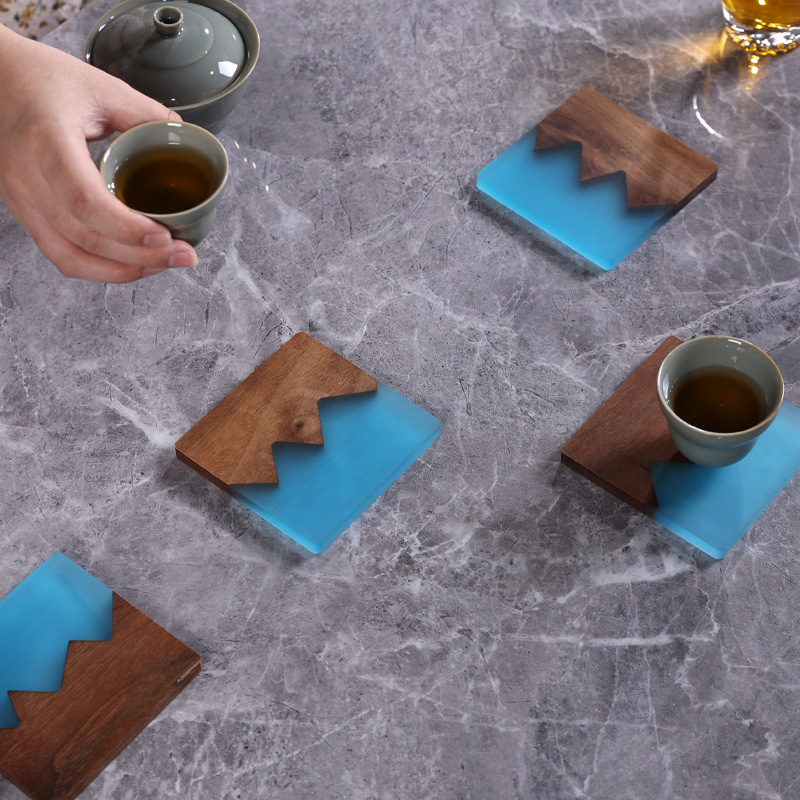 Creativa madera epoxi pin taza de té almohadilla antideslizante almohadilla aislante de calor fragancia taza de té kung fu accesorios de ceremonia de té