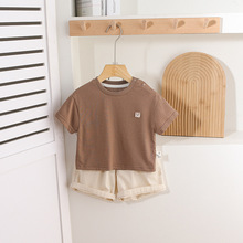 婴儿衣服套装夏季男宝宝薄款夏装分体一岁婴幼儿小月龄洋气两件套