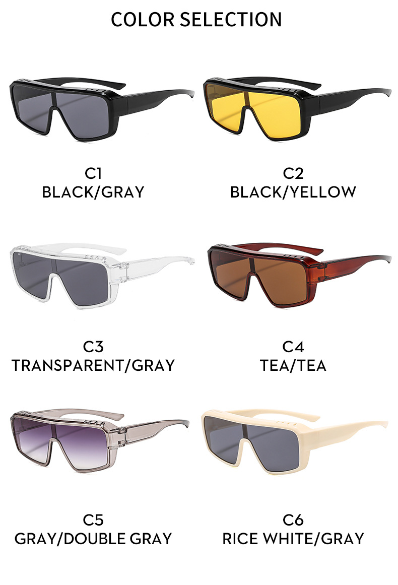 Lunettes de soleil homme à monture carrée, contour d'oreille, verres à protection UV, style rétro, monture noire en métal, unisexe_voghion.com