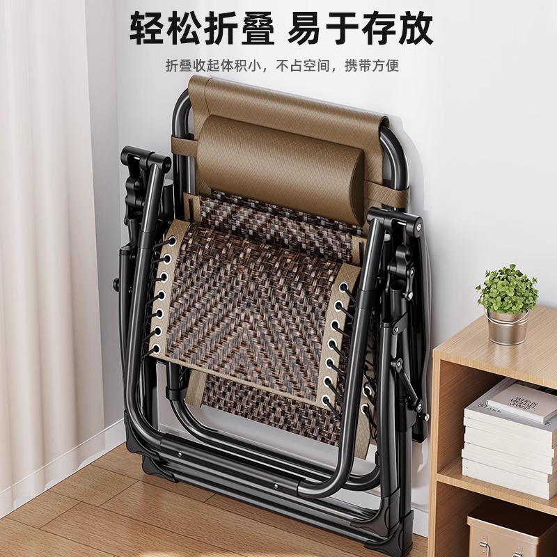 silla de caña plegable silla de respaldo de siesta de ancianos silla de caña de balcón doméstica 2025 nuevo tipo para sentarse y dormir