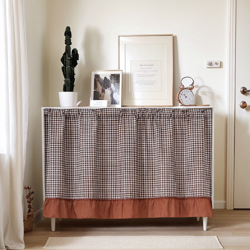 American-Style Cabinet Curtain, Bookcase Coffee Curtain, No-Drill Magic Tape Half Curtain, Short Curtain, Cabinet Curtain, Cross-Border