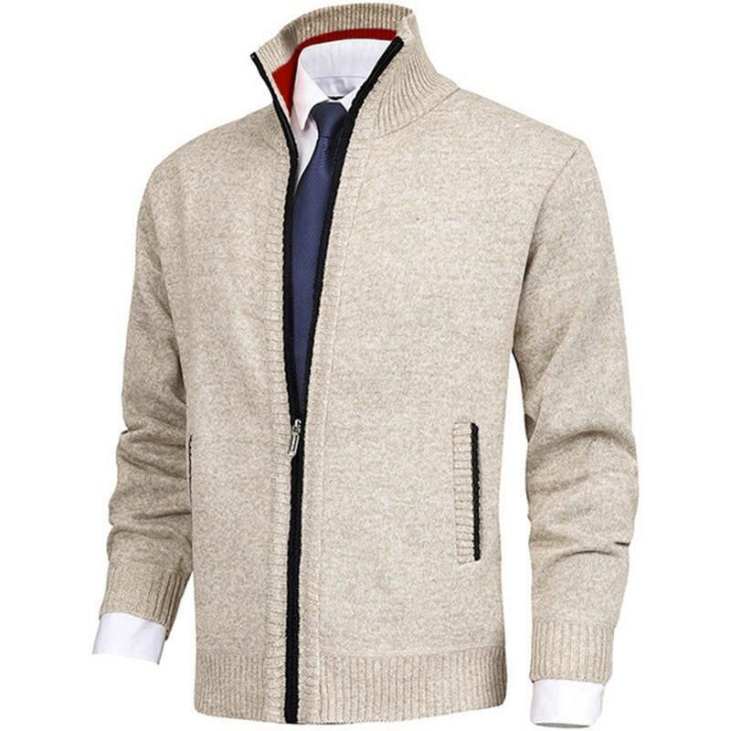 Comercio exterior Amazon tamaño europeo Otoño e Invierno nuevos hombres collar moda cardigan aguja fina suéter abrigo más tamaño suéter hombres