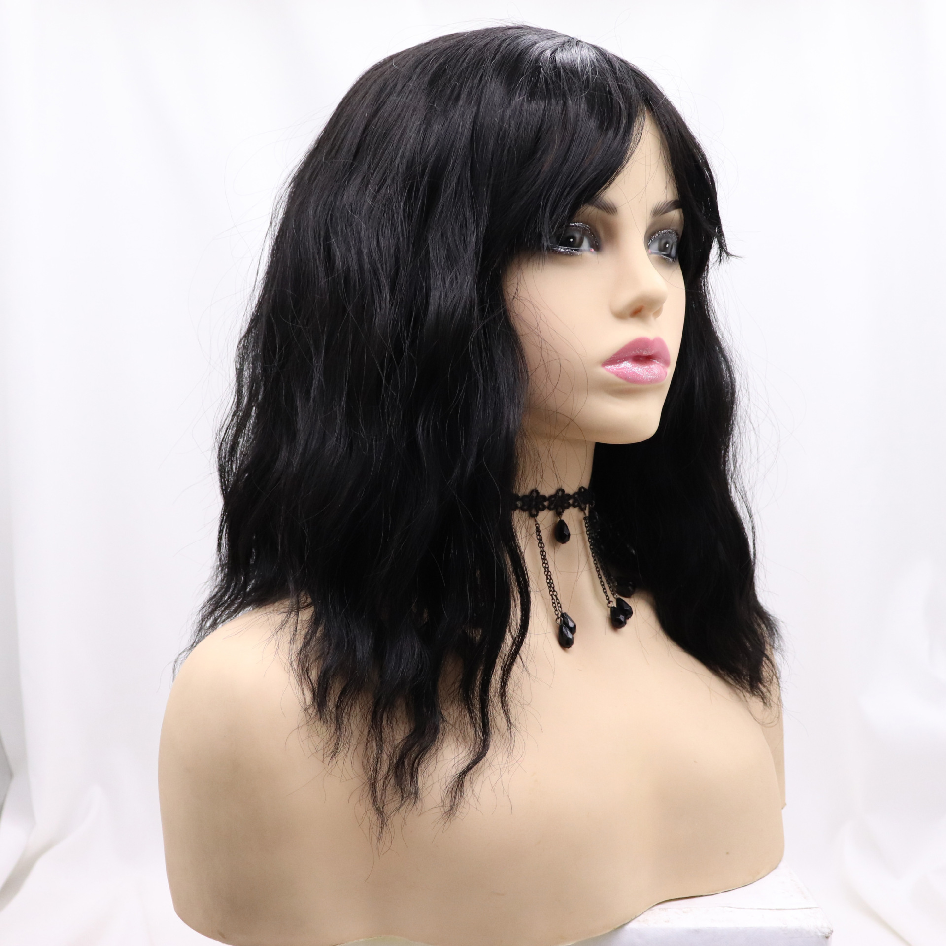 Comercio exterior Europa y América moda fibra química pelucas mujeres blancas de cabello largo recto de seda de alta temperatura cubierta de cabeza al por mayor SK004