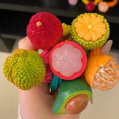 韓国の東大門のかわいい果物のヘアリングは春夏の髪ひものカラーの高弾力で髪を傷つけません。