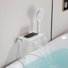 衛浴浴缸龍頭冷熱明裝入牆式淋浴花灑套裝白色瀑布水龍頭新品