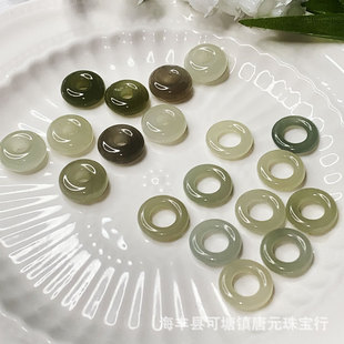 Tang Yuan Jewelry Natural Hetian Jade Donut Trot Ring Accessories Men's and Women's Safe Buckle Jewelry Pendant Wholesale