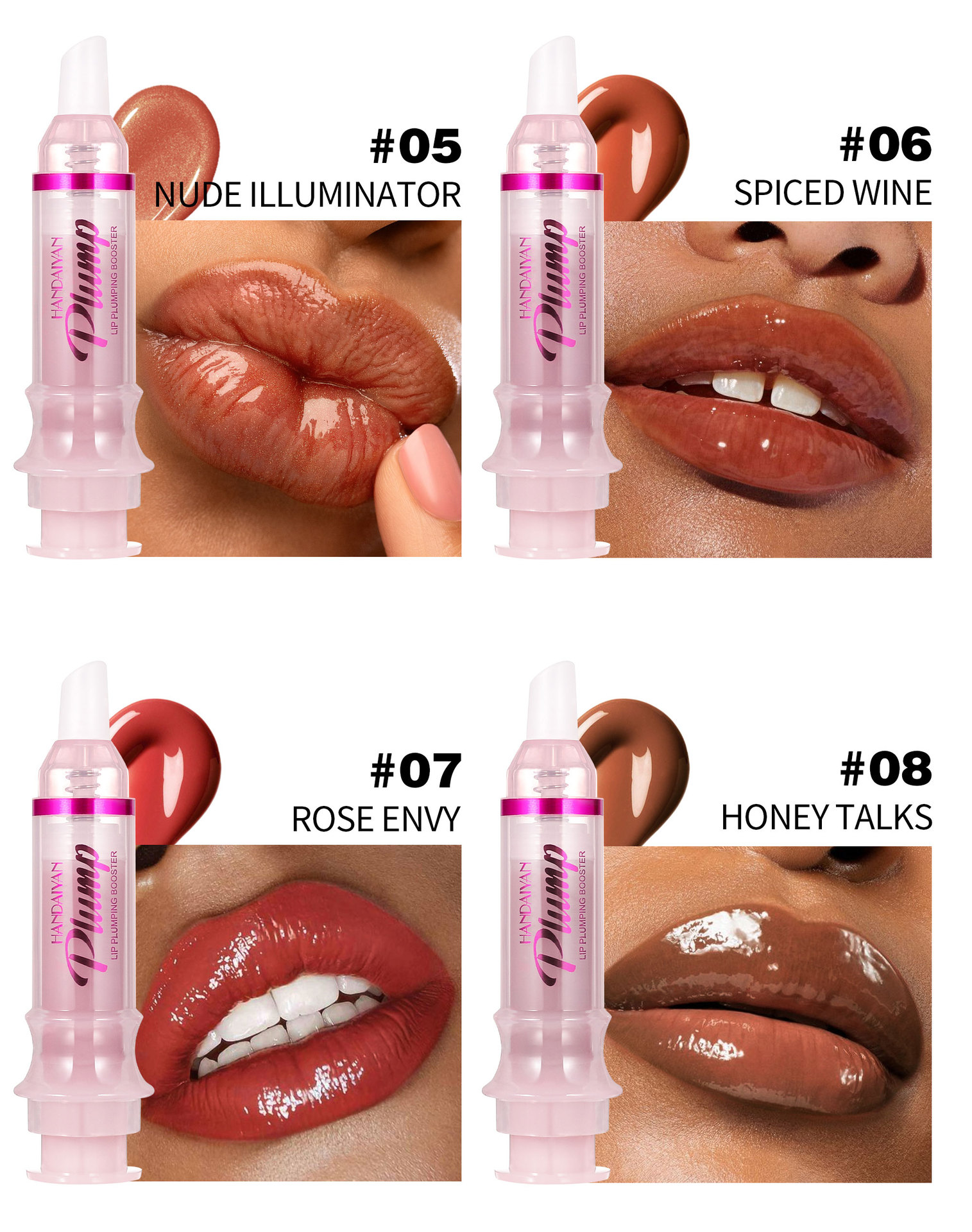 Cross-border Lip Fullness Lip Oil Needle Tube Lip Density handaiyan Slightly Spicy Lip Honey Plump Lip Glass Mirror Lip Fullness Lip Gloss undefined