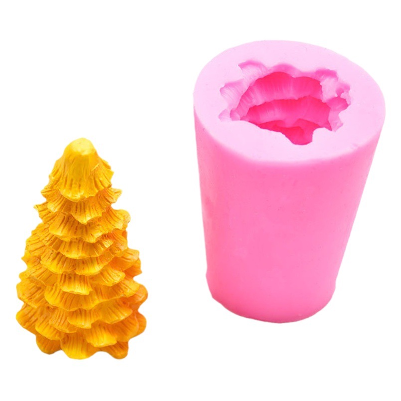 3D Navidad árbol cedro vela molde de silicona DIY aromaterapia yeso decoración la torta herramientas para hornear