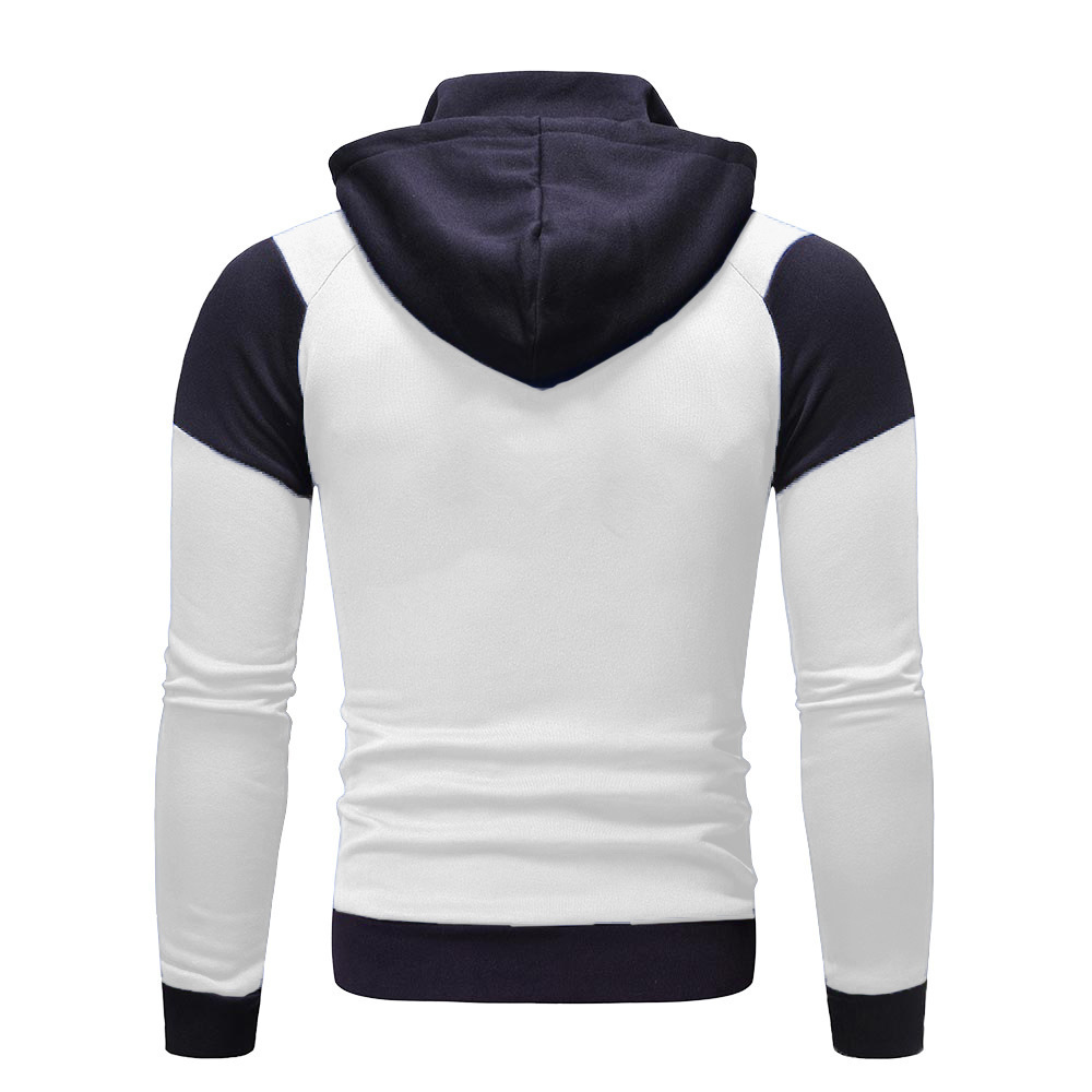 Men's Zip-up Hoodie Personalized Colourblock Double Layer Sweater_voghion.com