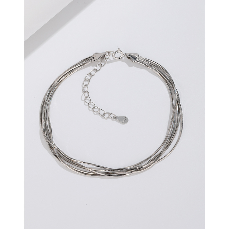 925 plata esterlina multi-capa serpiente hueso cadena pulsera para las mujeres verano nuevo simple temperamento nicho ins frío estilo novia pulsera