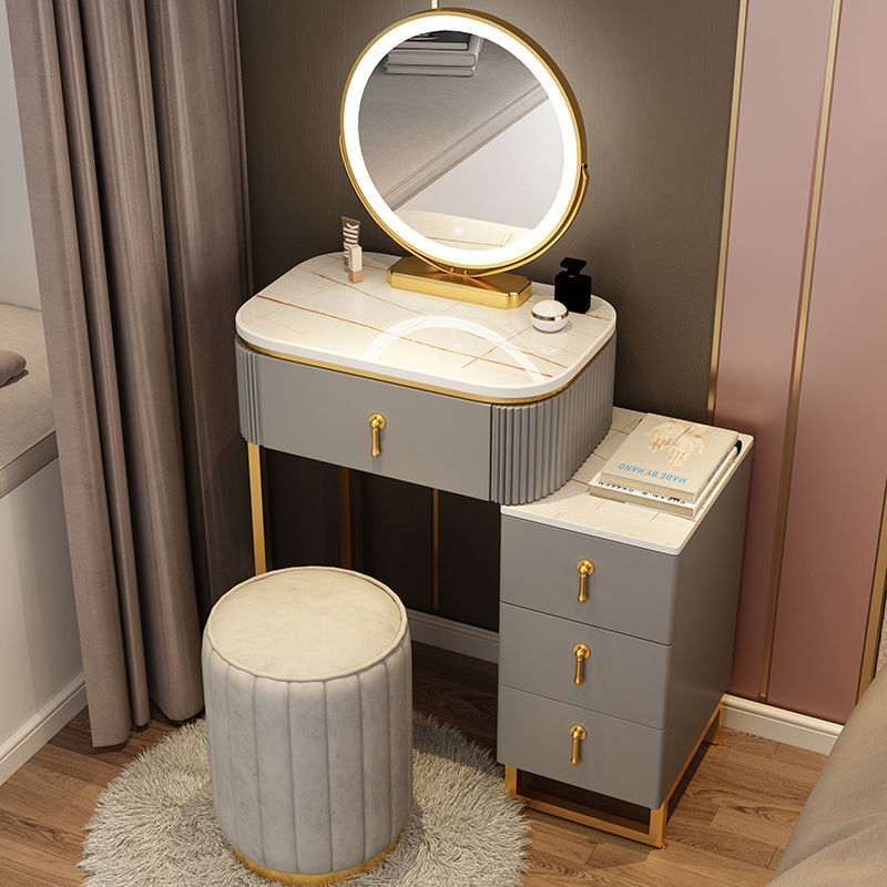 Серый платиновый + круглый табурет