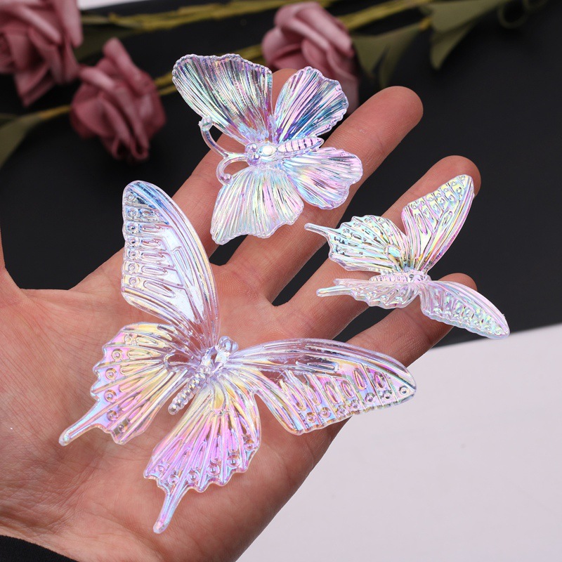 Acrylic Color Plated Pearlescent Stereo Butterfly Fairy Big Butterfly Posing Props Butterfly Decorative Table Lamp DIY Accessories
