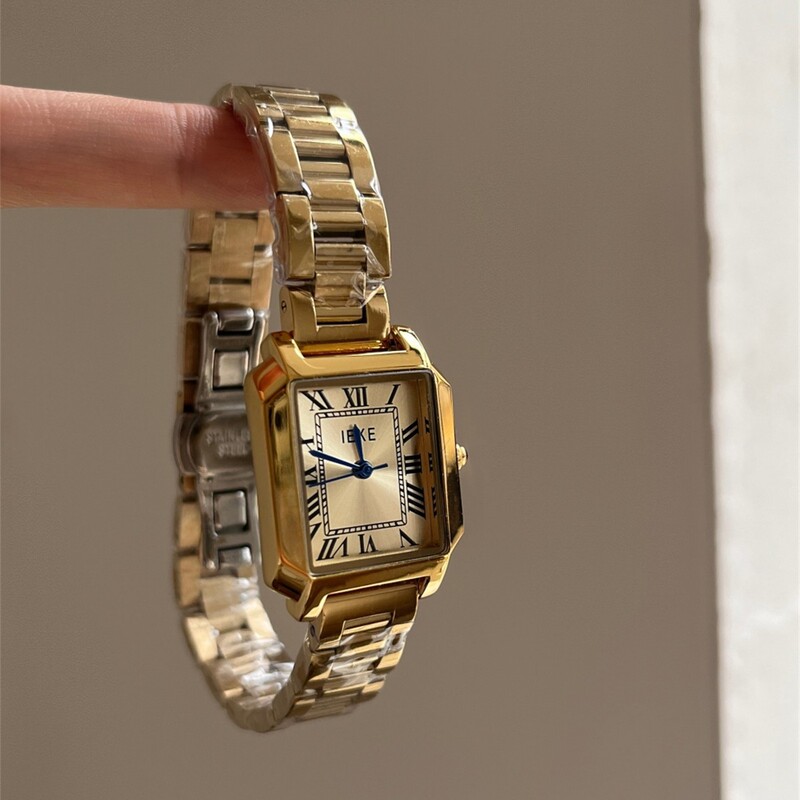 IEKE Tank Series Niche Square Dial Women's Steel Band Quartz Watch Fashion Stainless Steel Workplace Casual Women's Watch