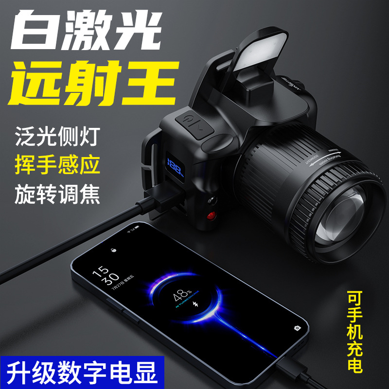 Transfronterizos LED luz alta inducción de lámparas de cabeza portátiles de carga USB lámpara de correr nocturna al aire libre lámpara de pesca nocturna