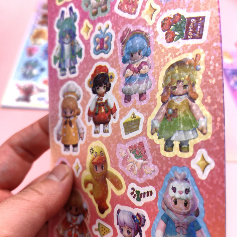 18枚の非繰り返しレーザー防水ステッカー、ハンドブックステッカー、かわいい漫画のキャラクターおもちゃ、サンリオイチゴクマラブ|undefined