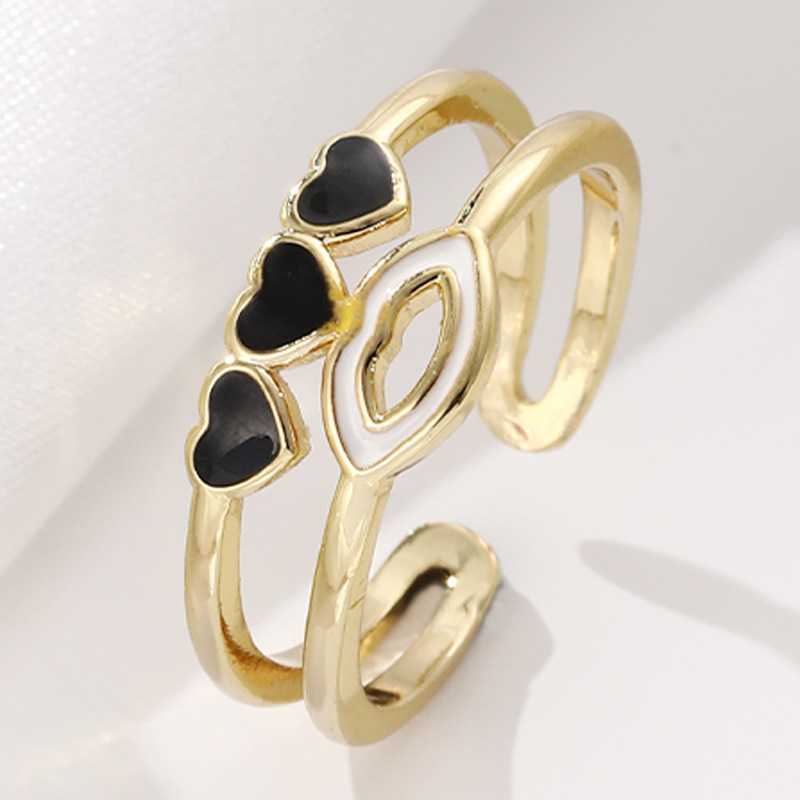 1 Piece Fashion Lips Heart Shape Copper Enamel Plating Womenu0027S Rings