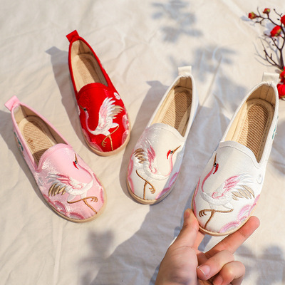 Fairy Hanfu shoes girls ancient costume children embroidered shoes little princess ancient crane cheongsam qipao shoes old Beijing handmade cloth shoes