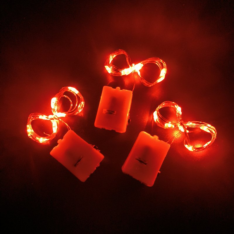 65000810 led铜线小白盒灯串-1米10灯 红色