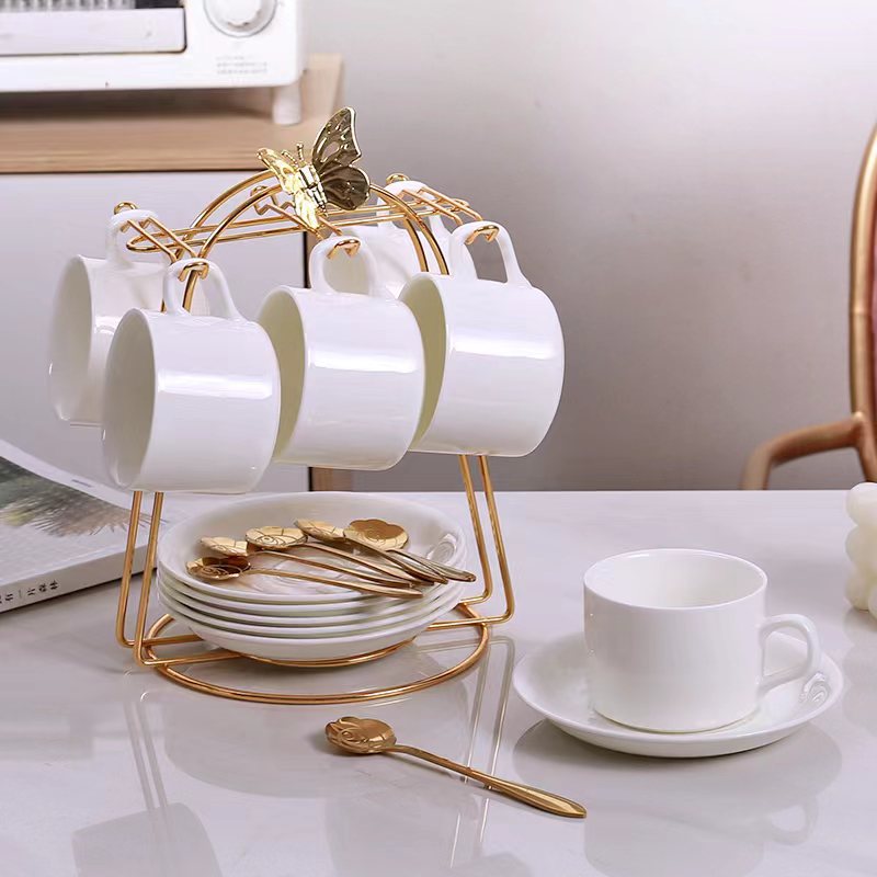 Taza de cerámica europea, taza de café, taza de café simple, taza de café doméstica, taza de café de lujo pequeña, taza de café latte de cerámica