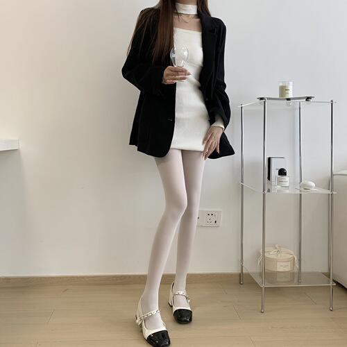 80D Satin Soft Stretchy Matte Base Socks, White Dance Socks, Bare Skin Tone, Spring and Autumn Base Socks, Leggings