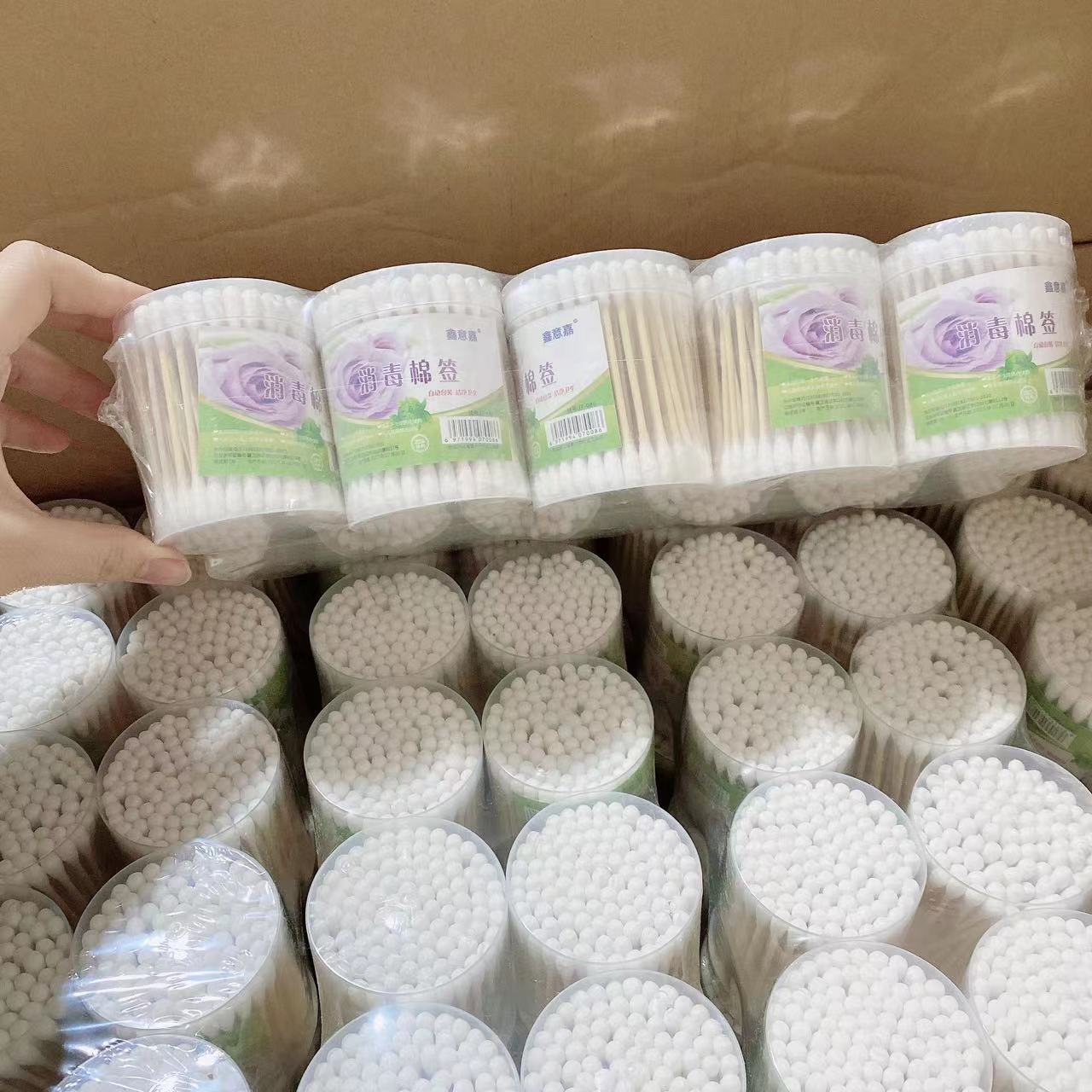 Hisopo de algodón de doble cabeza hisopo de algodón de maquillaje de madera hisopo de algodón de belleza desechable 120 piezas en caja lote de tiendas departamentales de 2 yuanes