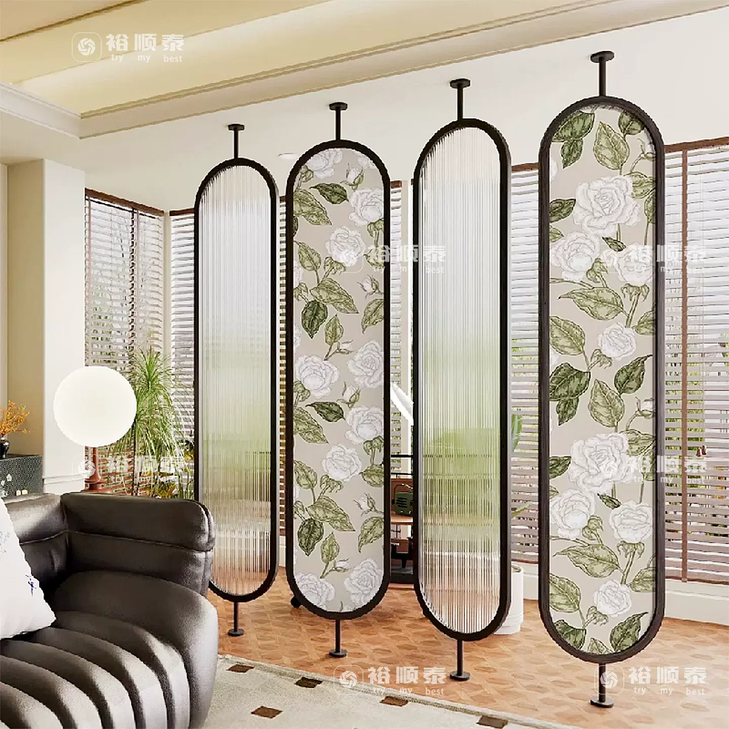 高端不锈钢艺术夹丝玻璃隔断屏风别墅客厅酒店背景墙现代入户玄关