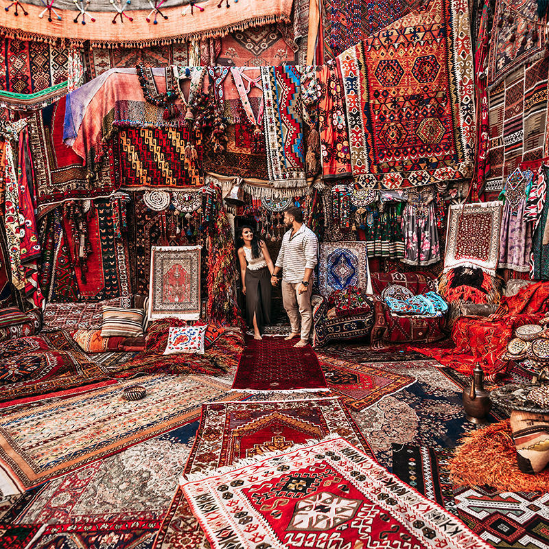 Turkish Ethnic Style Carpet, Persian Retro Living Room Sofa Coffee Table, Full-Cover Bedroom Bedside Rug, Household Non-Slip Mat
