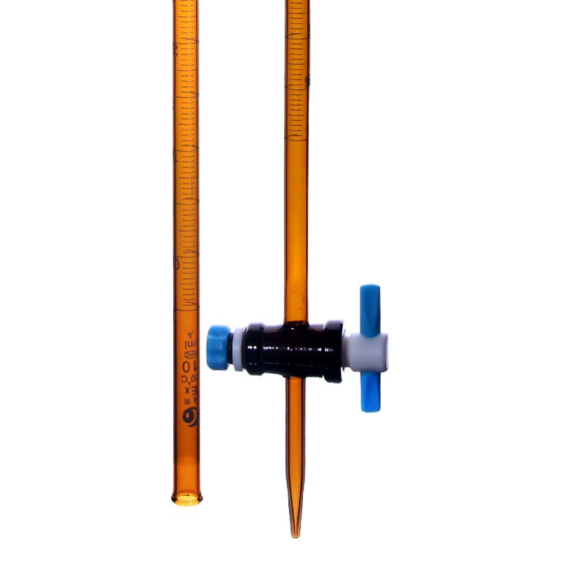 База твердая А-класса Базовая кислотная бюретка Tetrafloro поршень Bell пасть прозрачный коричневый бюретка 10/25/50 мл