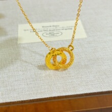 沙金饰品碎冰冰环扣光环吊坠项链女仿真黄金轻奢高级感锁骨链配饰