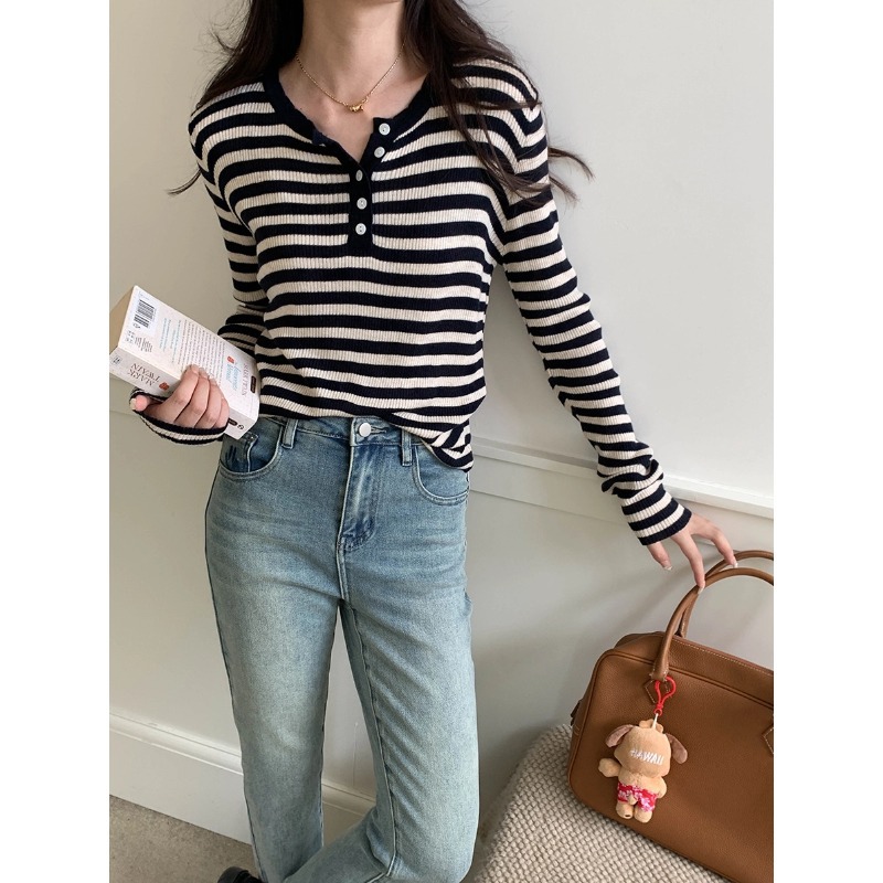 3th Morning 松弛日常 纽扣半门襟针织打底衫早秋新款ZY2009