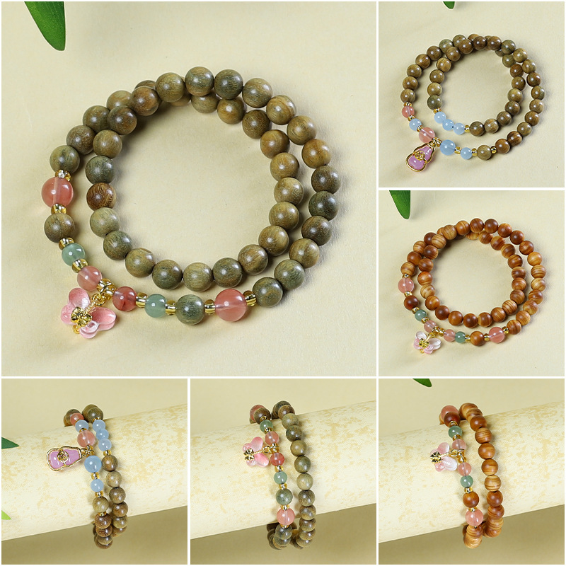 Sophisticated bracelet green sandalwood, retro accessory walnut, Chinese style, light luxury style, DIY