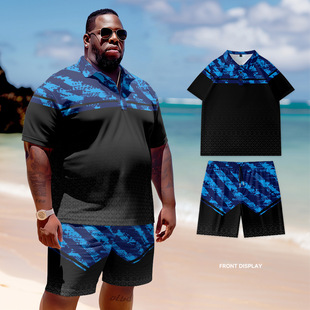 Spring and summer Europe and the United States POLO suit short sleeve men's 3D digital printing plus size daily cross-border foreign trade high street leisure