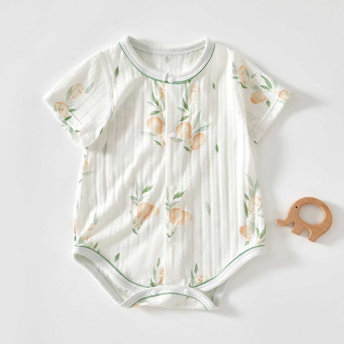 Ropa de pedo para bebé, ropa antibacteriana de manga corta para recién nacidos, mampara triangular para bebés transpirable para hombres y mujeres, una pieza delgada