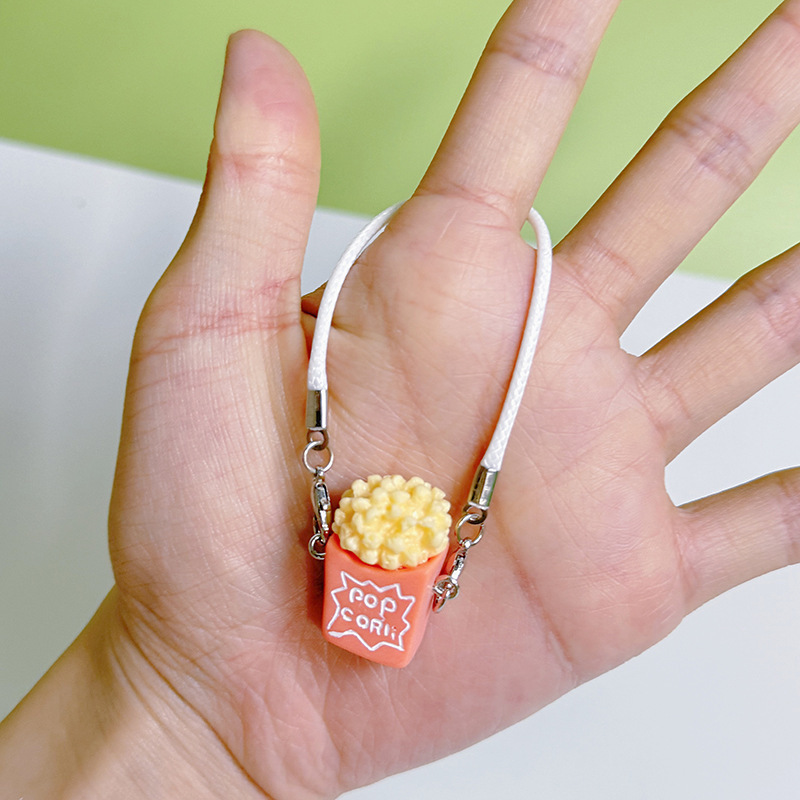 ドールハウス ミニポップコーン キーホルダー バッグ 携帯電話装飾ペンダント かわいい装身具ペンダント|undefined