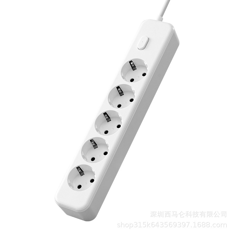 2/3米欧盟欧规5孔位插头交流插座多接电源排插延长线插座智能家庭|undefined