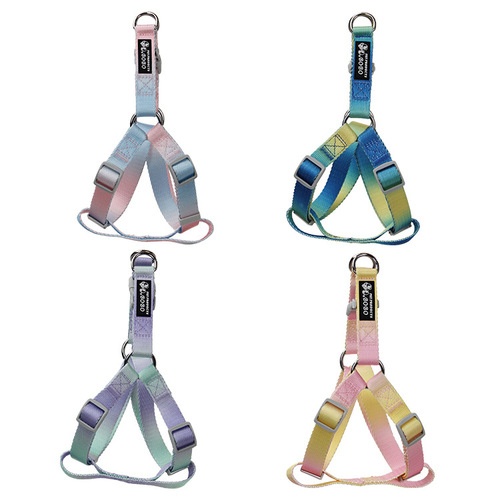 Pet leash gradient color outdoor dog leash leash set collar dog harness small and medium-sized dog leash