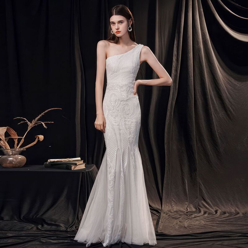 Evening dress women's high-end light luxury elegant socialite Party party evening party sexy long slimming fishtail dress