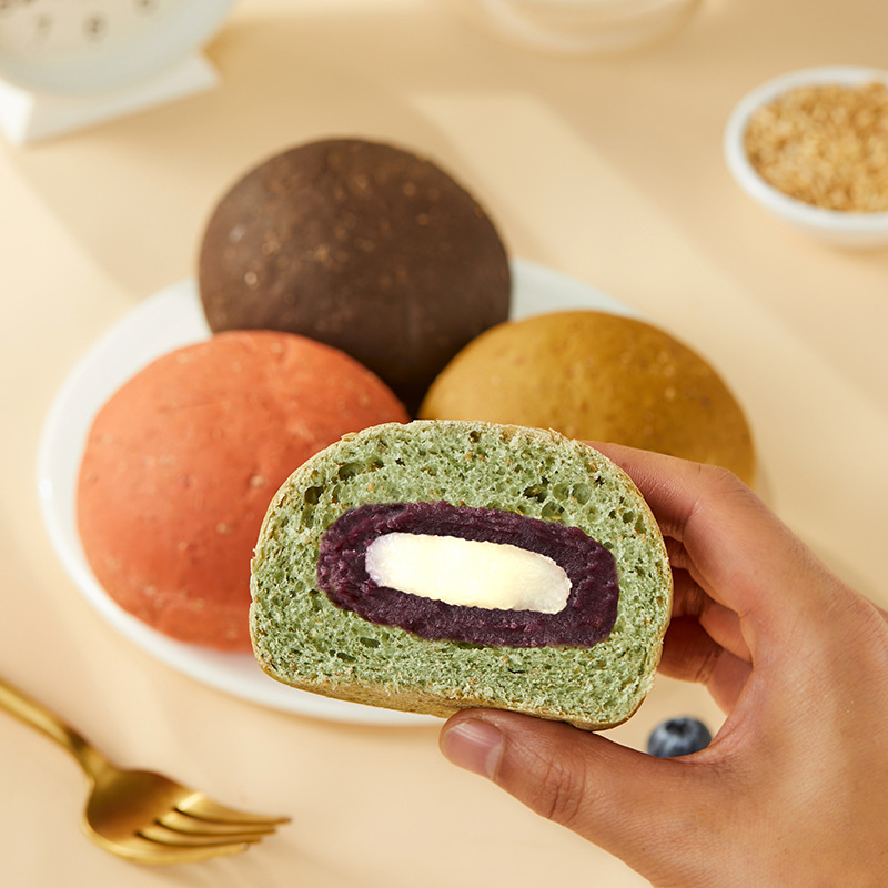 Kangaroo Mr. Double-Filled European-style Loaf 520g*1 Carton Whole Wheat Soft European-style Loaf Filled Low Fitness Cardiostatic Satiety