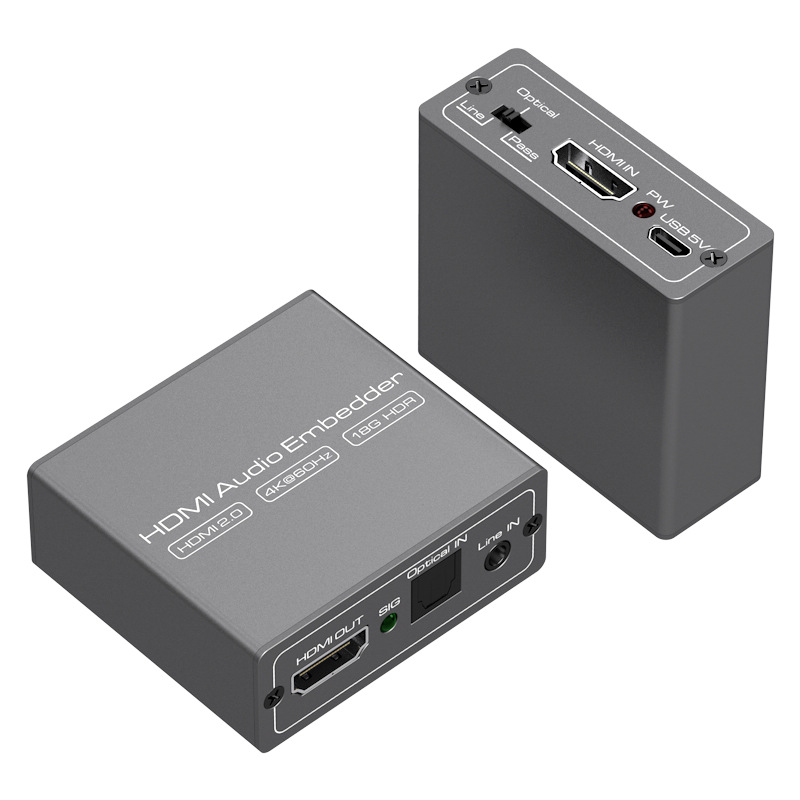 HDMI audio embedded HD HDMI audio synthesizer DVI+3.5 optical fiber to HDMI converter 4K 5