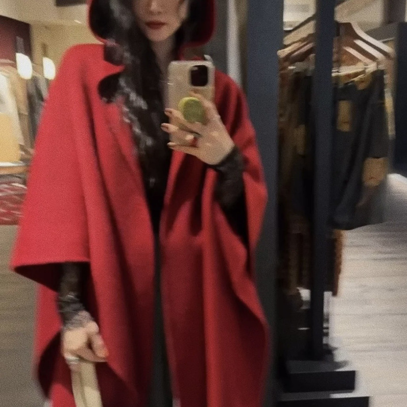 [Warm Yang] Double-Sided Woolen Camel Velvet Oriental Red Wool Outwear Jacket for Women Autumn and Winter High-End 2024