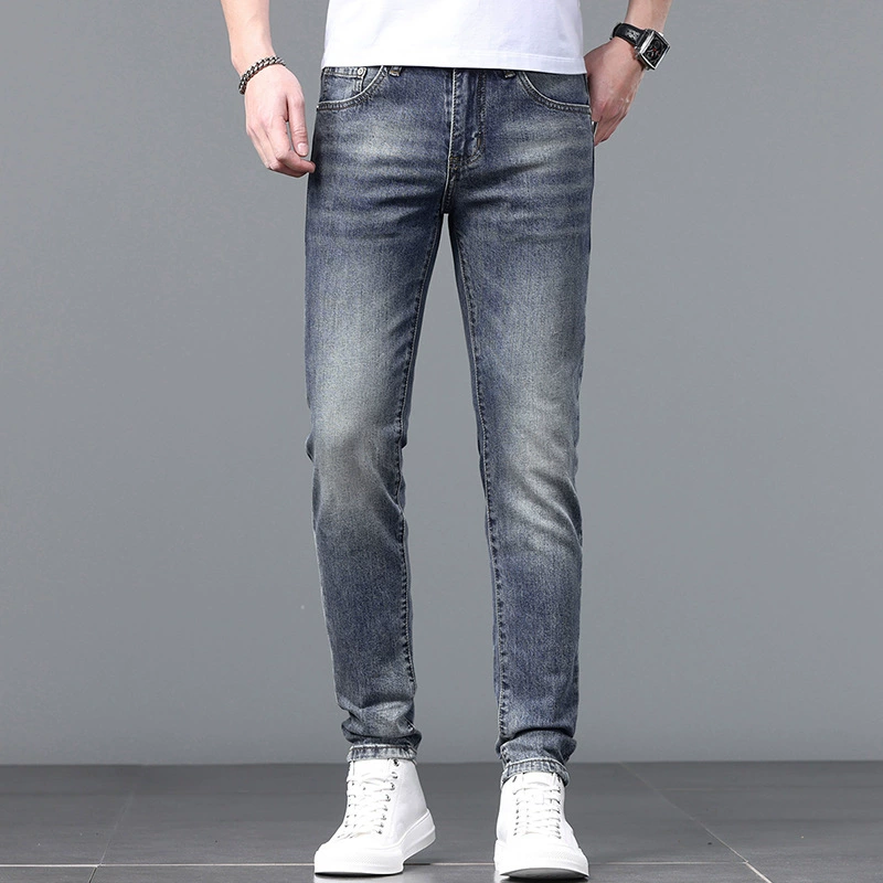 Мужские летние эластичные джинсы, casual брюки, slim fit