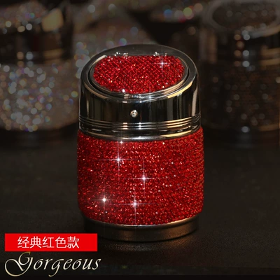 Car interior decoration diamond car ashtray Internet-famous goddess multi-functional fashion luxury car products (Car ashtray) - red-diamond