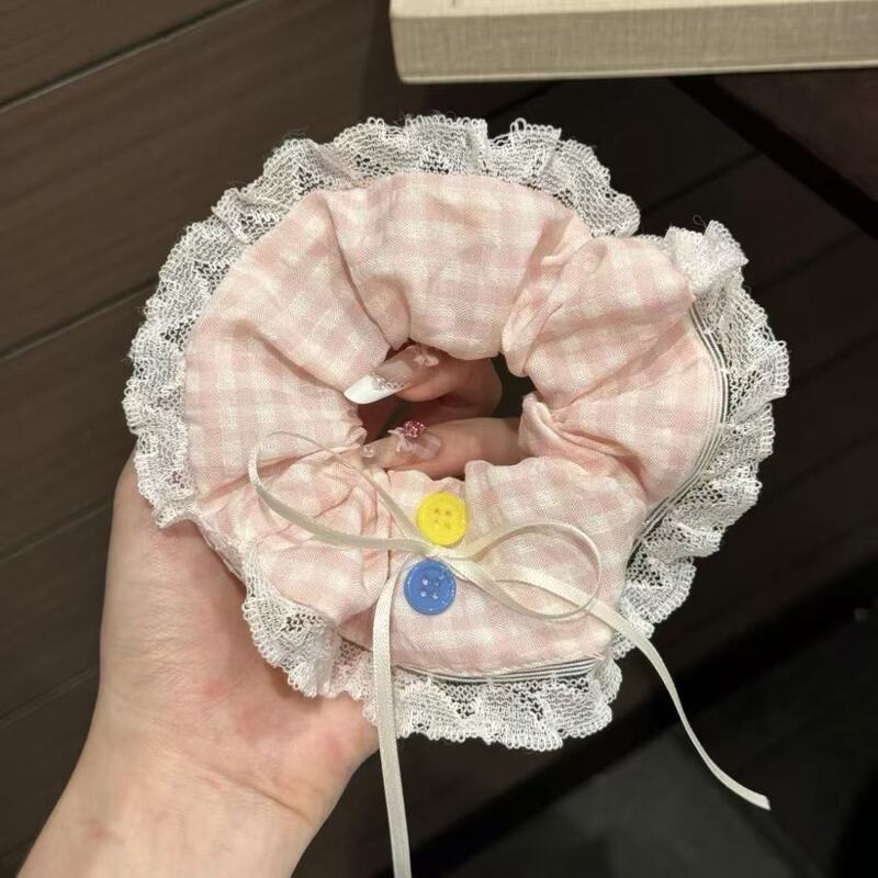 韩系ins蕾丝花边蝴蝶结大肠发圈甜美慵懒风头头绳发绳发饰皮筋|undefined