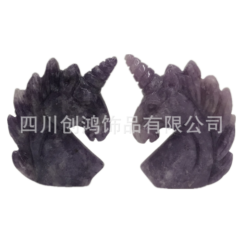 天然石水晶天然工艺品独角兽雕刻摆件收藏物摆件马头工厂批发手工