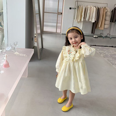女童連衣裙2024春裝女寶寶泡泡袖刺繡公主裙 77053