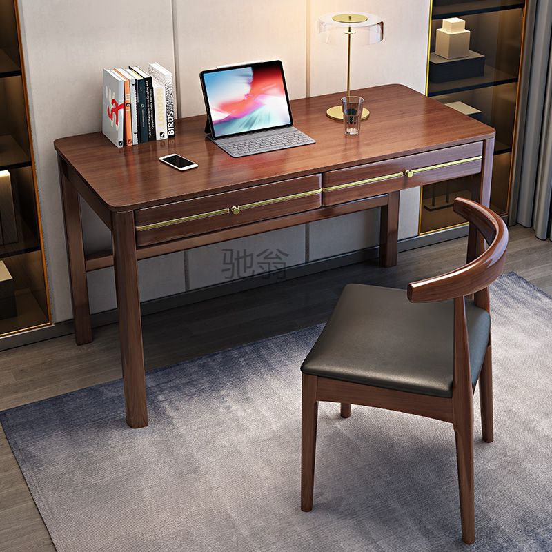 lr实木书桌新卧室家用写字台中式高档写字桌房间桌子电脑书房办公