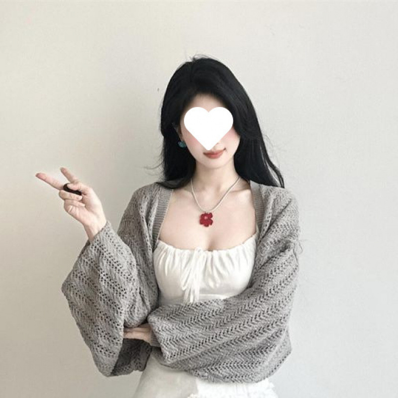 韩系通勤风简约薄防晒罩衫+不规则花边拼接吊带上衣两件套装女生|undefined