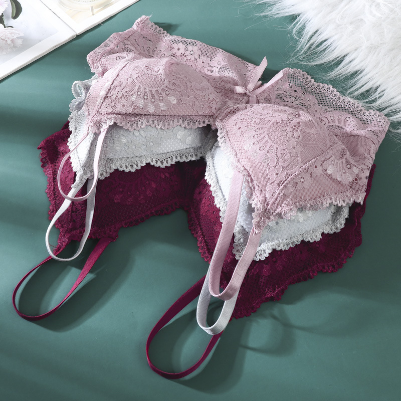 Ropa interior inalámbrica de las mujeres verano Delgado encaje sexy espalda envuelta pecho de una pieza empuja hacia arriba el sujetador de la correa