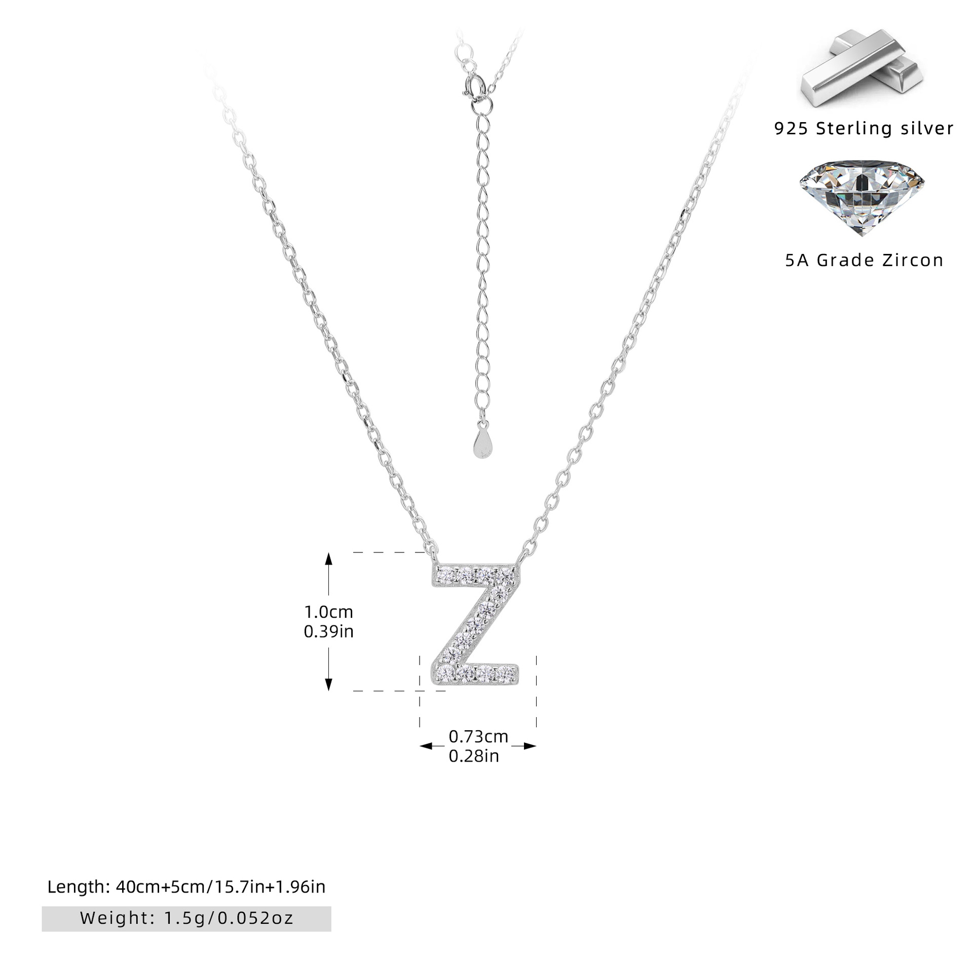 925 Silver Plated Platinum-Z